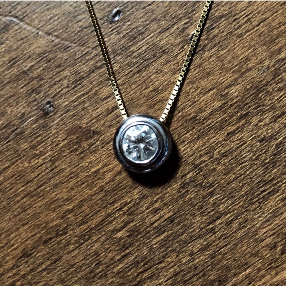 Diamond Cushion Cut Solitaire Necklace in 14k Gold